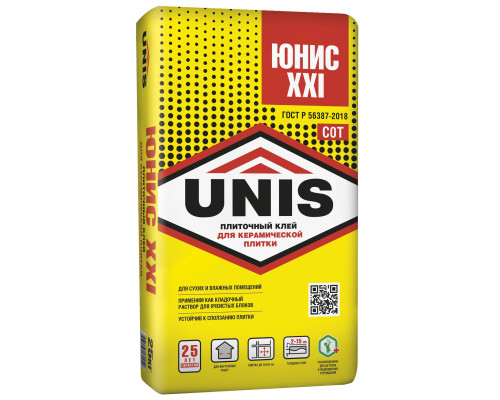Клей UNIS XXI для керамической плитки, 25 кг