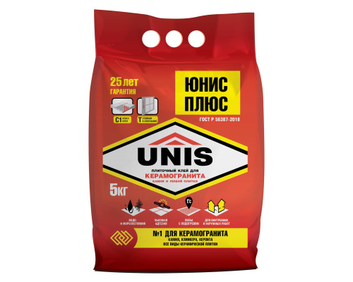 Клей плиточный UNIS Плюс, 5 кг