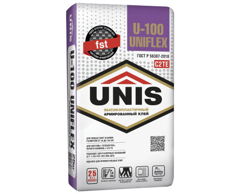 Клей для плитки UNIS UNIFLEX U-100, 25 кг