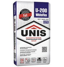 Клей для плитки UNIS WHITEFLEX U-200, 25 кг